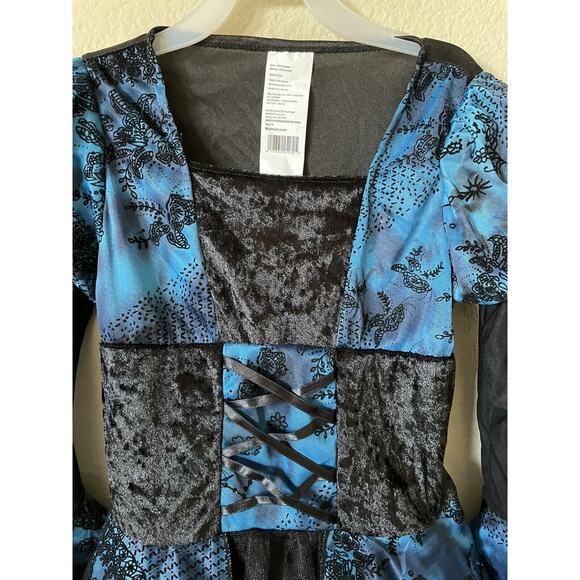 Blue Black Witch Hat Long Sleeve Dress Girls’ Costume 2 Piece Set Size M 8-10 - Picture 4 of 12